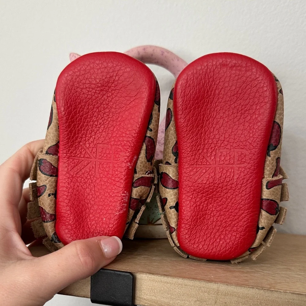 Freshly Picked Tan and Red Moccasins